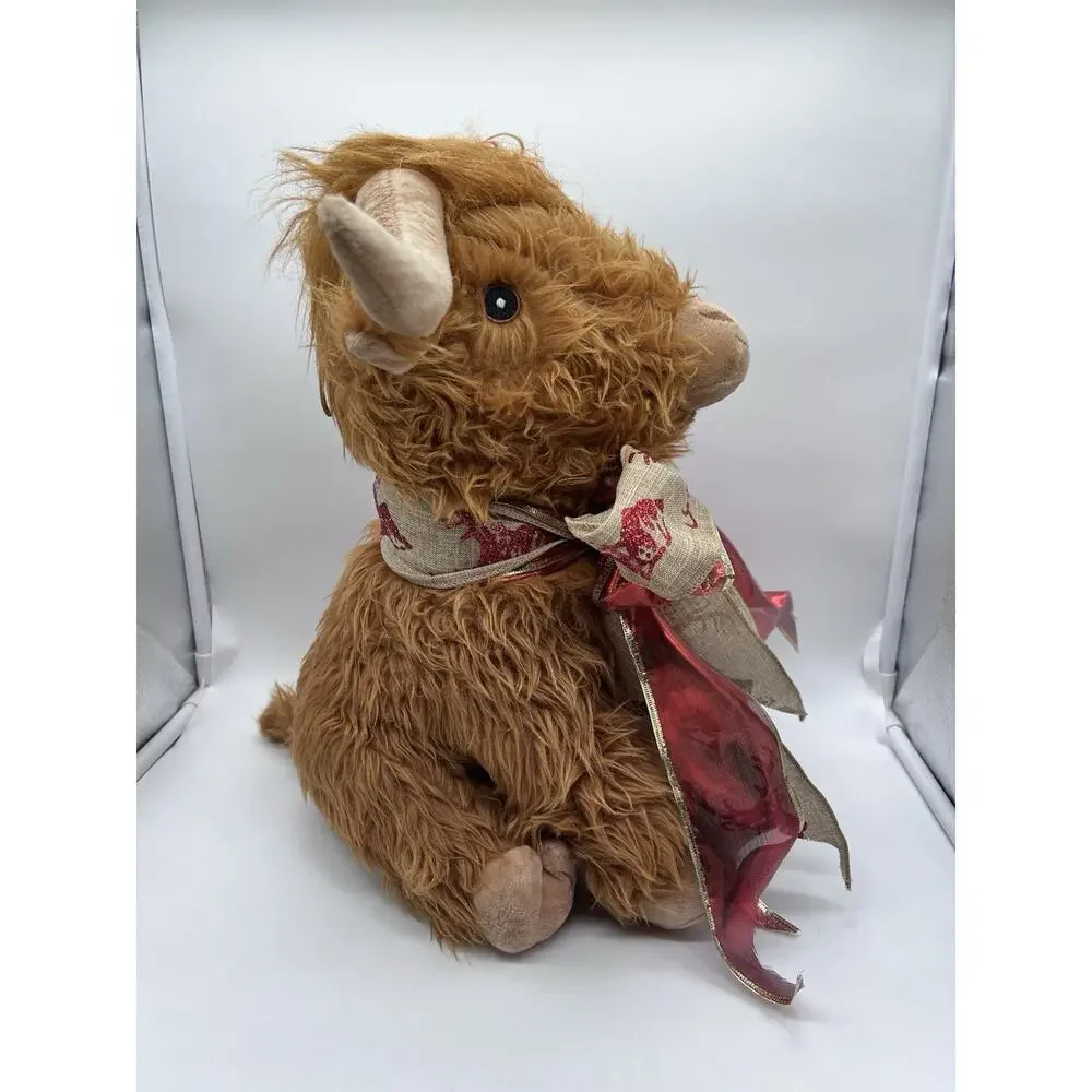 Multipet Highland Cow Plush Stuffed Dog Toy Squeaky Soft Plush 15”